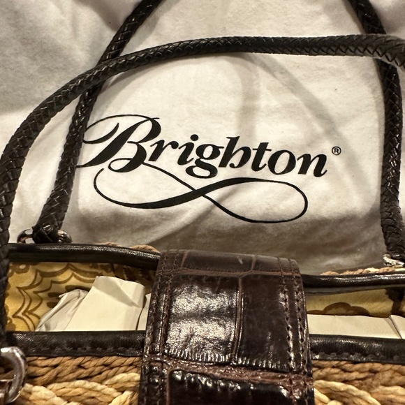 Authentic Brighton Kora Straw and Croc Handbag w/ storage bag and box - Picture 5 of 6